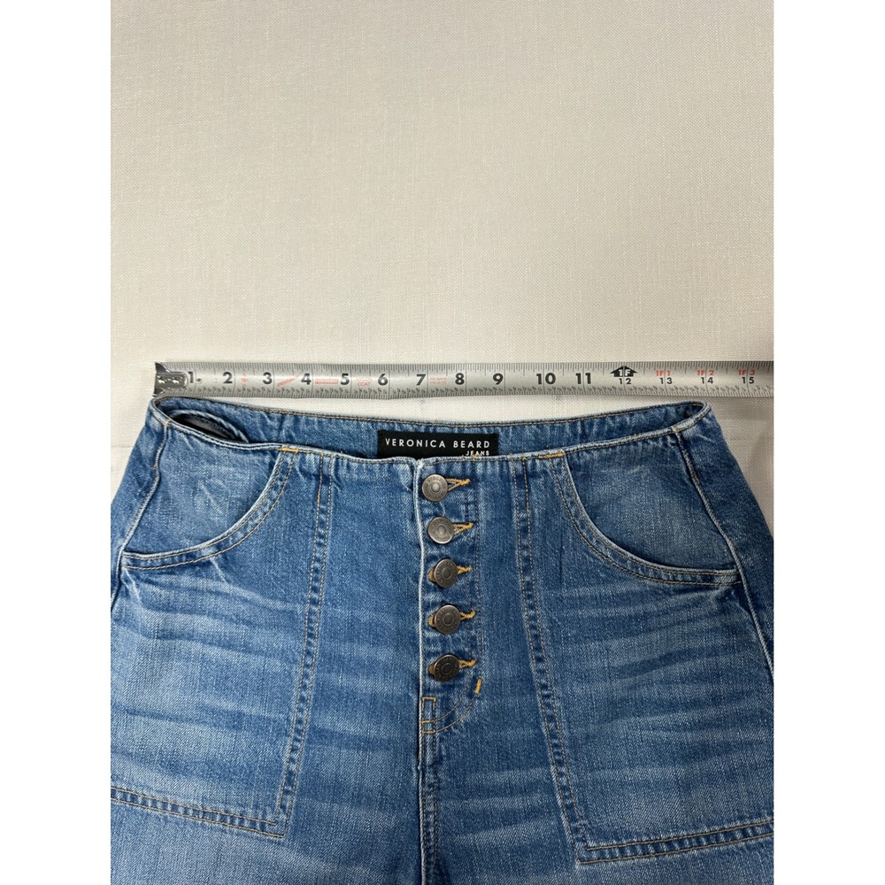 Veronica Beard Crosbie High Rise Wide Crop Jeans Juno Wash Blue Size 27/4 - Picture 7 of 8
